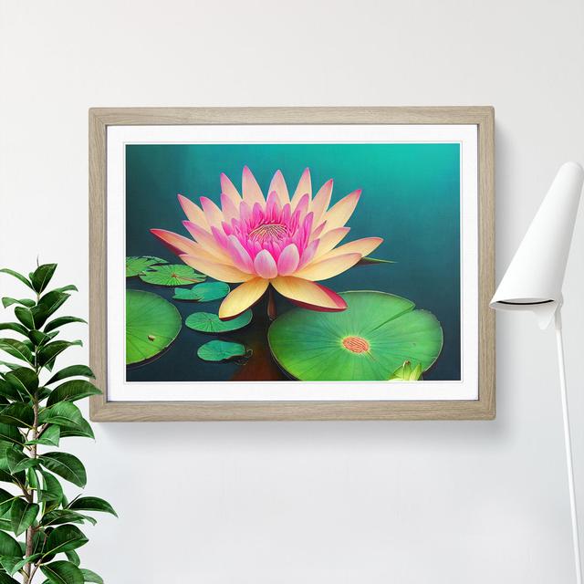 Attractive Water Lily Flower - Single Picture Frame Painting 17 Stories Frame Option: Oak, Size: 34cm H x 46cm W x 2cm D on Productcaster.