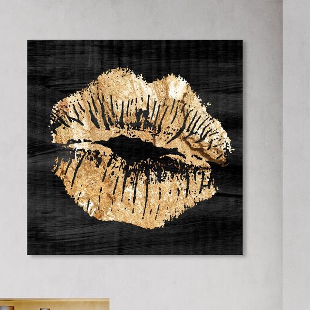 Simple Kiss Night - Wrapped Canvas Print East Urban Home Size: 30.5 cm H x 30.5 cm W x 3.8 cm D on Productcaster.