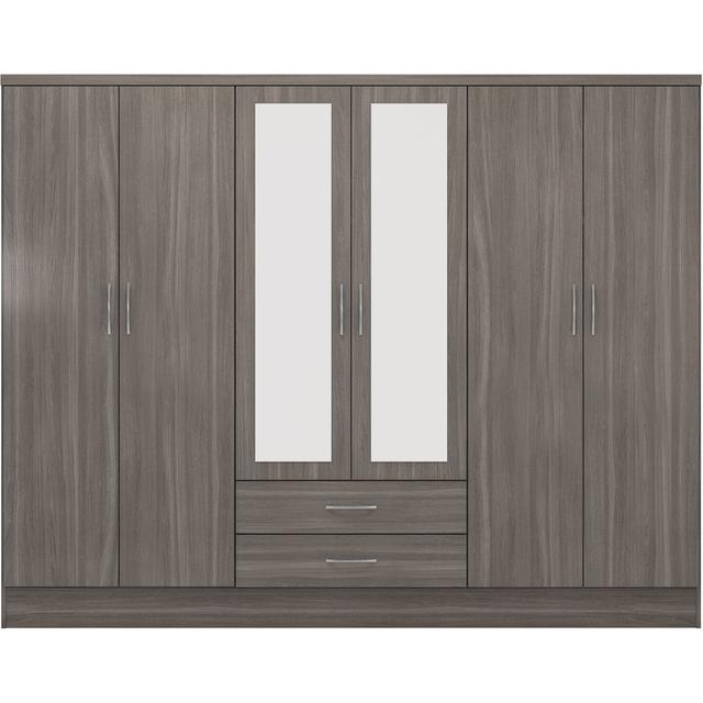 Cascio 6 Door Wardrobe Zipcode Design Finish: Black Wood Grain on Productcaster.