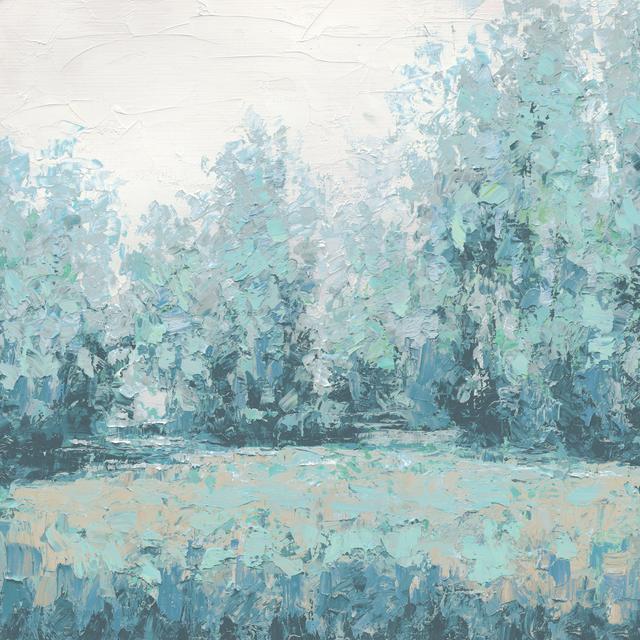 Textured Abstract Treescape Mint 2 - Wrapped Canvas Painting ClassicLiving Size: 122cm H x 122cm W x 3.8cm D on Productcaster.