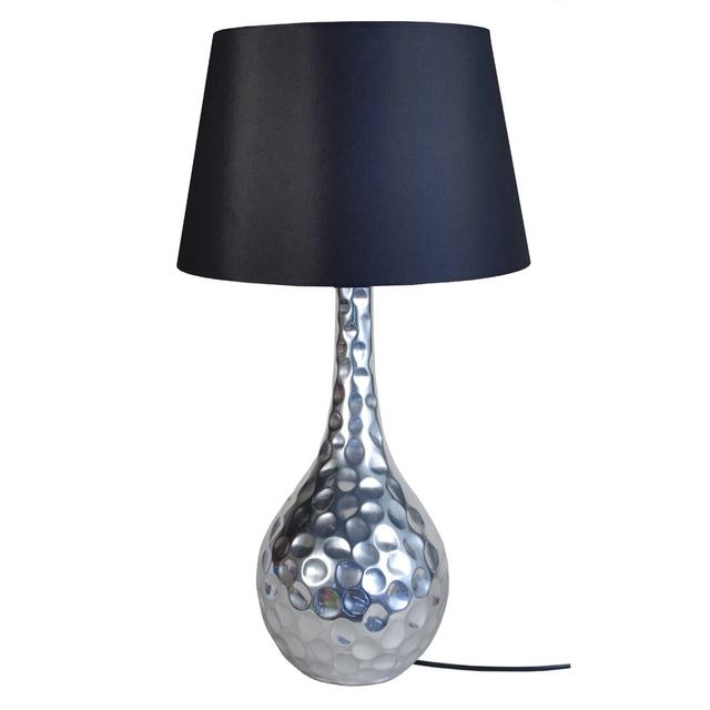 Bonaire 73cm Table Lamp Highland Dunes Base Colour: Silver, Shade Colour: Black on Productcaster.