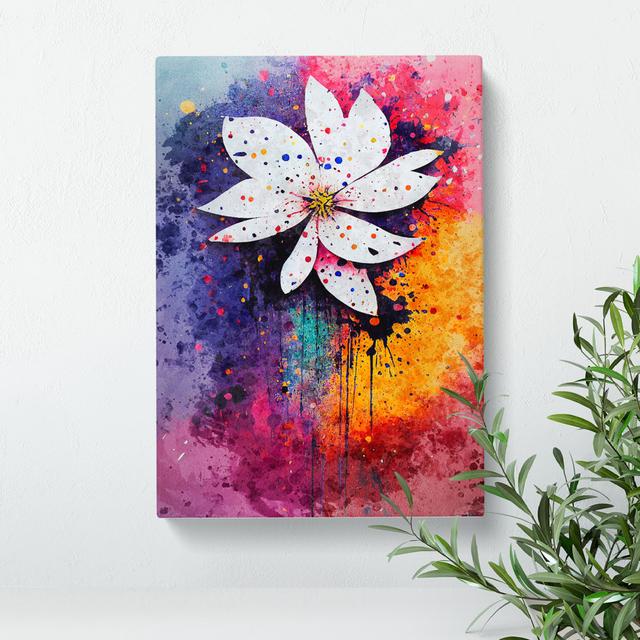 Paint Splat Flowers No.5 Abstract - Wrapped Canvas Print ClassicLiving Size: 76cm H x 50cm W x 3cm D on Productcaster.