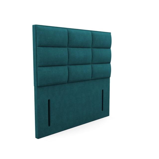 Upholstered Headboard Ebern Designs Upholstery: Linen - Teal, Size: Double (4'6) on Productcaster.