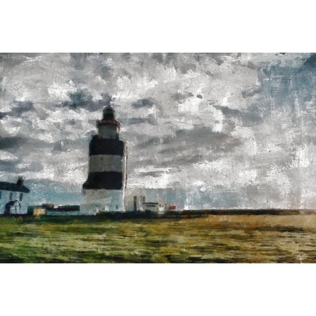 Painted Lighthouse With Cloudy Sky - Wrapped Canvas Art Prints Breakwater Bay Size: 20cm H x 30cm W x 3.8cm D on Productcaster.