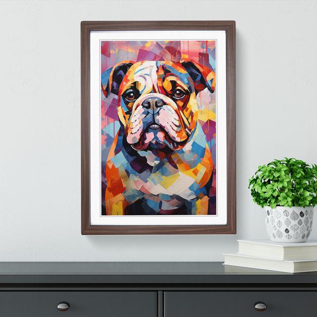 British Bulldog Abstract - Single Picture Frame Print on Wood Marlow Home Co. Format: Walnut Framed, Size: 34cm H x 25cm W x 2cm D on Productcaster.