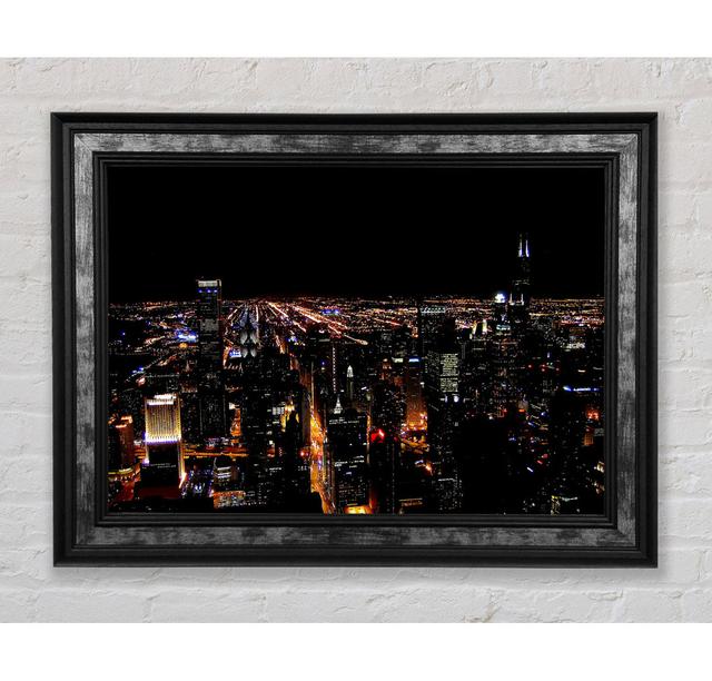 Ariel View of the Night City - Single Picture Frame Art Prints Bright Star Size: 42cm H x 59.7cm W x 8cm D on Productcaster.