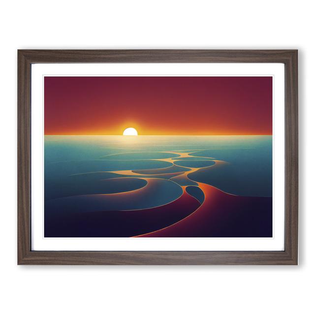 Angelical Seascape At Sunset House of Hampton Frame Colour: Brown, Size: 34cm H x 46cm W on Productcaster.