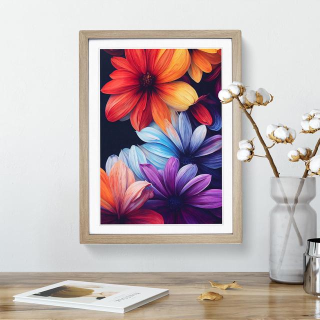 Colourful Flowers No.1 - Print Marlow Home Co. Size: 48cm H x 36cm W, Format: Oak Framed, Matte Colour: White on Productcaster.