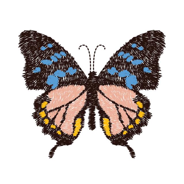 Kruger Embroidery Butterfly Design - Wrapped Canvas Graphic Art Brambly Cottage Size: 30cm H x 30cm W x 3.8cm D on Productcaster.