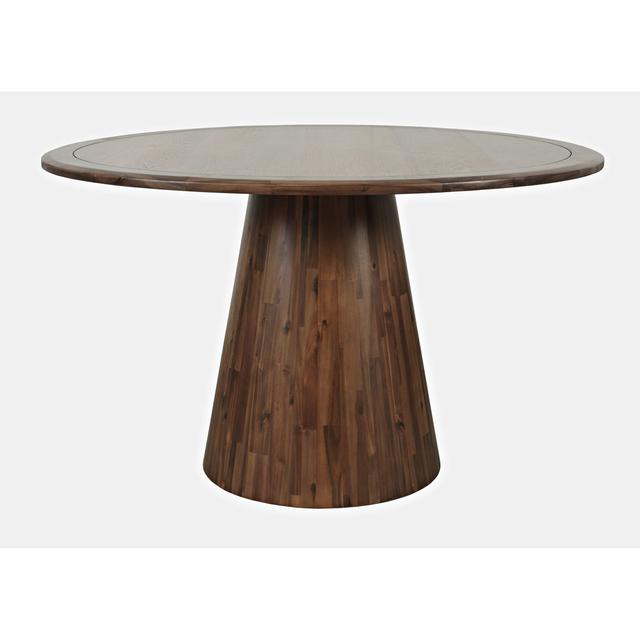 Reneau 127cm Acacia Solid Wood Pedestal Dining Table Alpen Home on Productcaster.