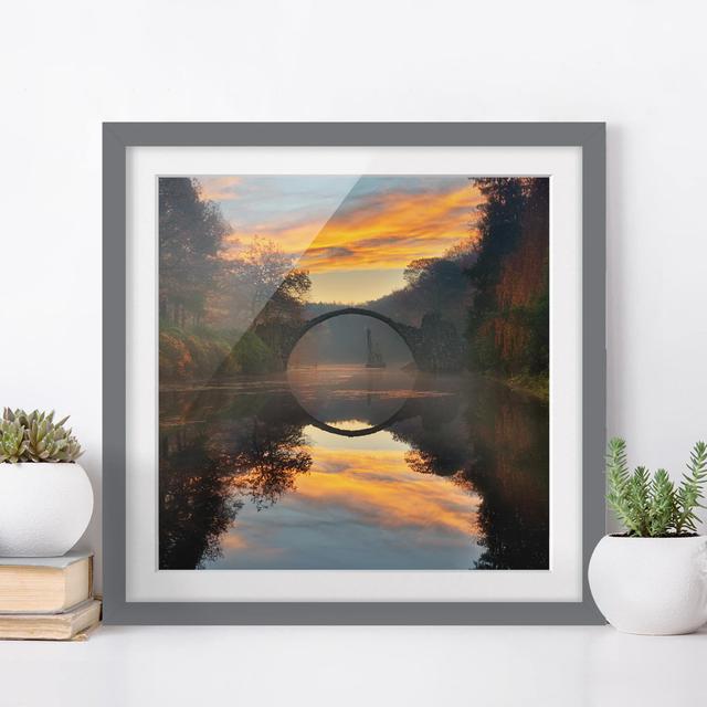 Fairy Tale Bridge - Picture Frame Graphic Art Print on Paper East Urban Home Frame Options: Matt grey, Size: 70cm H x 70cm W on Productcaster.