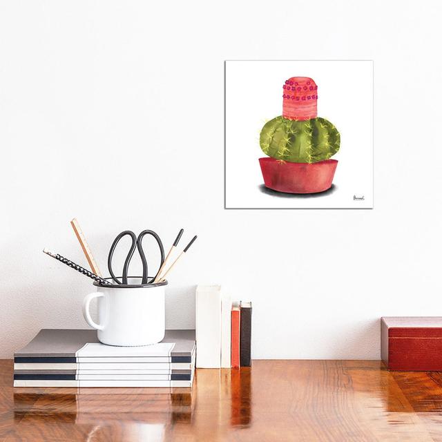 Cactus Flowers IV by Bannarot - Wrapped Canvas Gallery-Wrapped Canvas Giclée Bloomsbury Market Size: 30.48cm H x 30.48cm W x 1.91cm D on Productcaster.