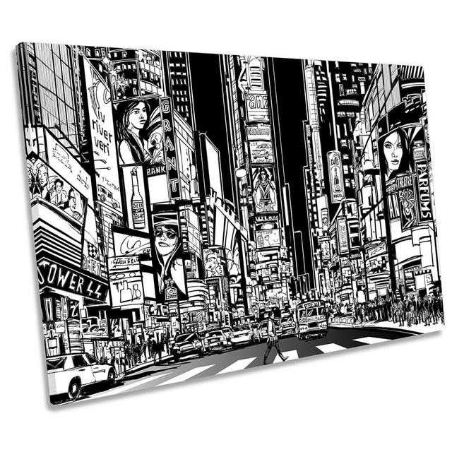 New York City Times Square - Wrapped Canvas Print Ebern Designs Size: 61cm H x 91.4cm W x 4cm D on Productcaster.