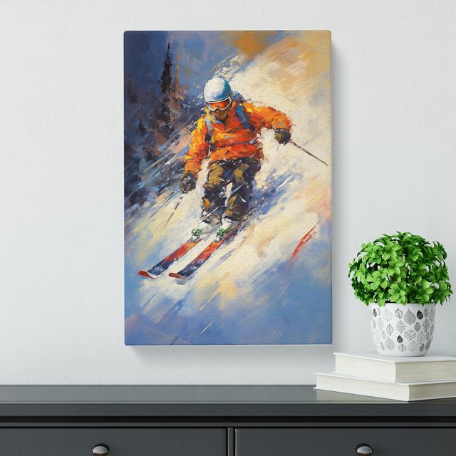 Skiing Impressionism - Print Marlow Home Co. Size: 76cm H x 50cm W x 3cm D on Productcaster.