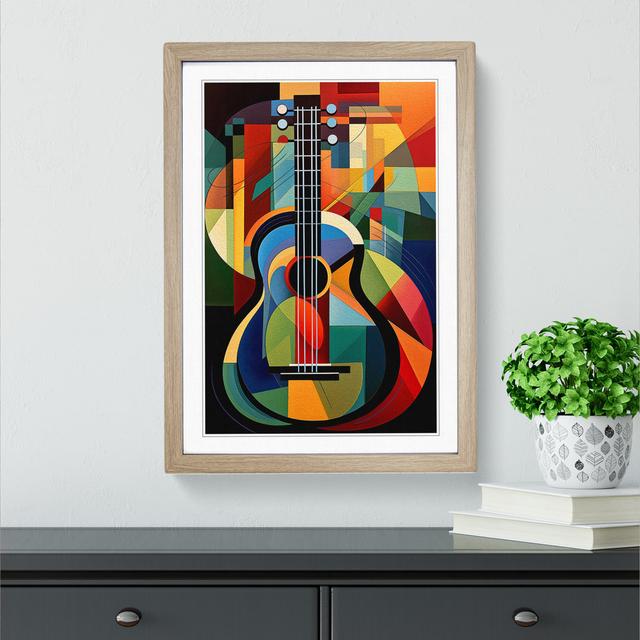 Acoustic Guitar Orphism - Single Picture Frame Art Prints on Wood Marlow Home Co. Format: Oak Framed, Size: 46cm H x 34cm W x 2cm D on Productcaster.