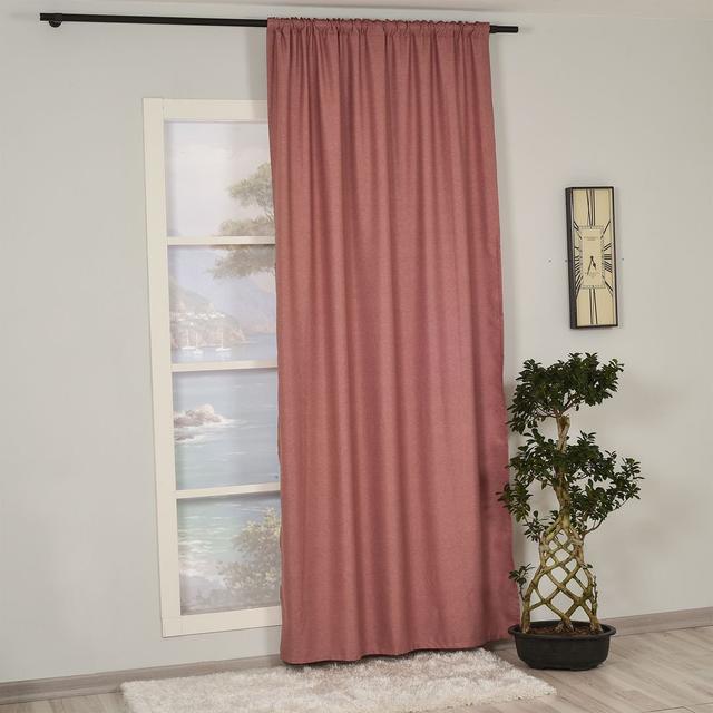 Extra Long & Extra Wide Faux Linen Decorative Curtain Single Panel Lilijan Home & Curtain Panel Size: Width 280 x Drop 475cm, Colour: Pink on Productcaster.