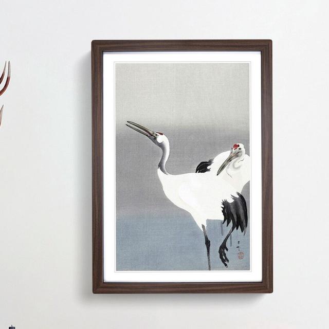 Two White Cranes by Ohara Koson - Picture Frame Painting Print East Urban Home Size: 36cm H x 27cm W x 2cm D, Frame Option: Walnut Framed on Productcaster.