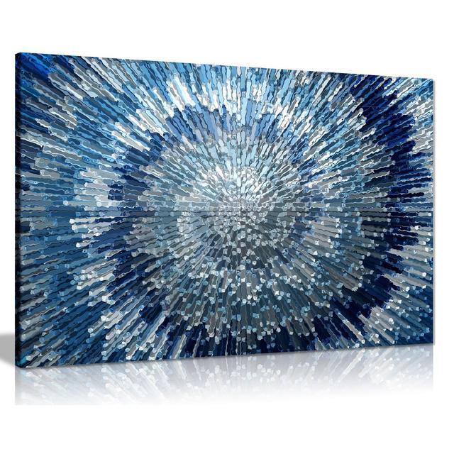 Abstract Blue Wall Art Silver Spiral Swirl Canvas Wall Art Picture Print Panther Print Size: 31cm H x 46cm W on Productcaster.