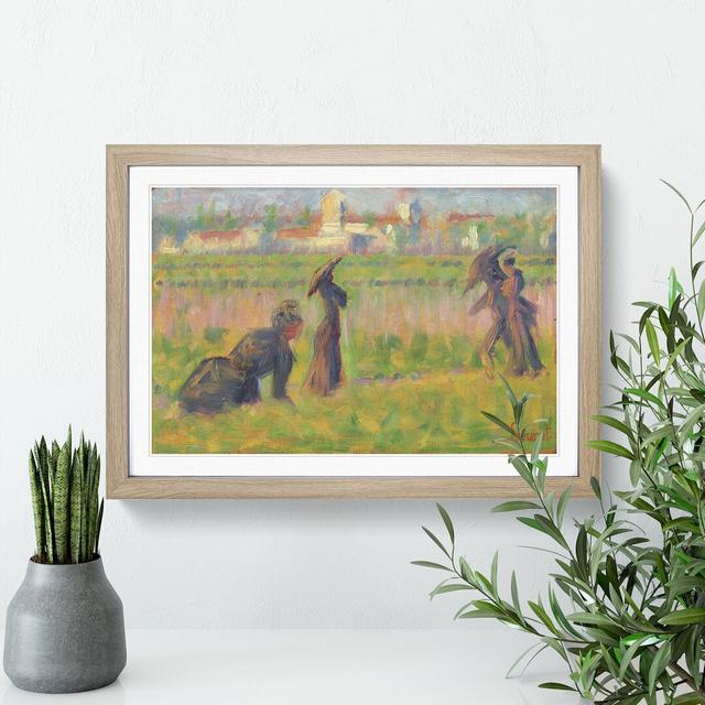 Figures in a Landscape by Georges Seurat - Picture Frame Painting on MDF East Urban Home Size: 27cm H x 36cm W x 2cm D, Frame Option: Oak Framed on Productcaster.