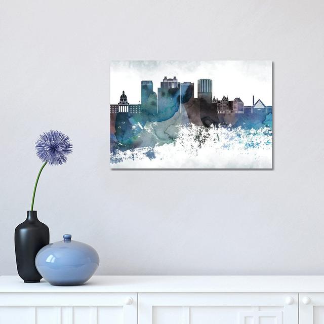 Edmonton Bluish Skyline by WallDecorAddict - Wrapped Canvas Print Latitude Run Size: 30.48cm H x 45.72cm W x 1.91cm D on Productcaster.