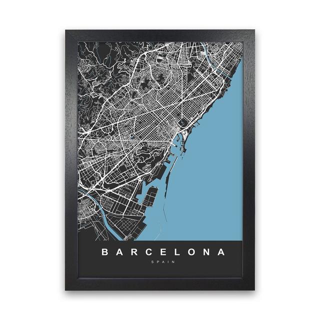 Barcelona - Wrapped Graphic Art Print on Paper Borough Wharf Size: 46cm H x 34cm W x 3cm D, Format: Black Paper on Productcaster.