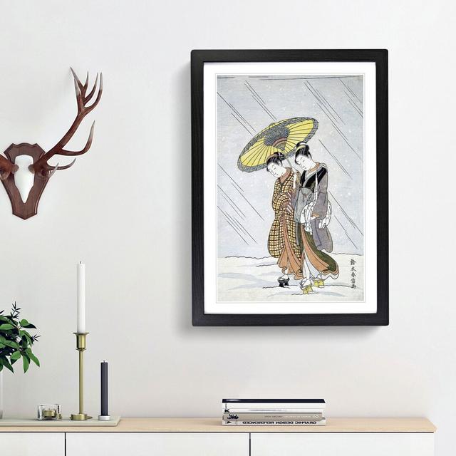 Women in a Storm by Harunobu Suzuki - Picture Frame Painting Print East Urban Home Size: 48cm H x 36cm W x 2cm D, Frame Option: Black Framed on Productcaster.