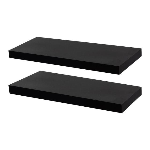 Harbour Housewares - Modern Floating Wall Shelves (Set of 2) Harbour Housewares Size: 4cm H x 60cm W x 23.5cm D, Finish: Black on Productcaster.