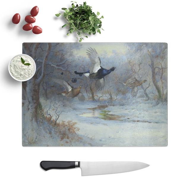 Blackcock and Grouse in Flight by Archibald Thorburn Chopping Board East Urban Home Size: 0.4cm H x 20cm W x 29cm L on Productcaster.