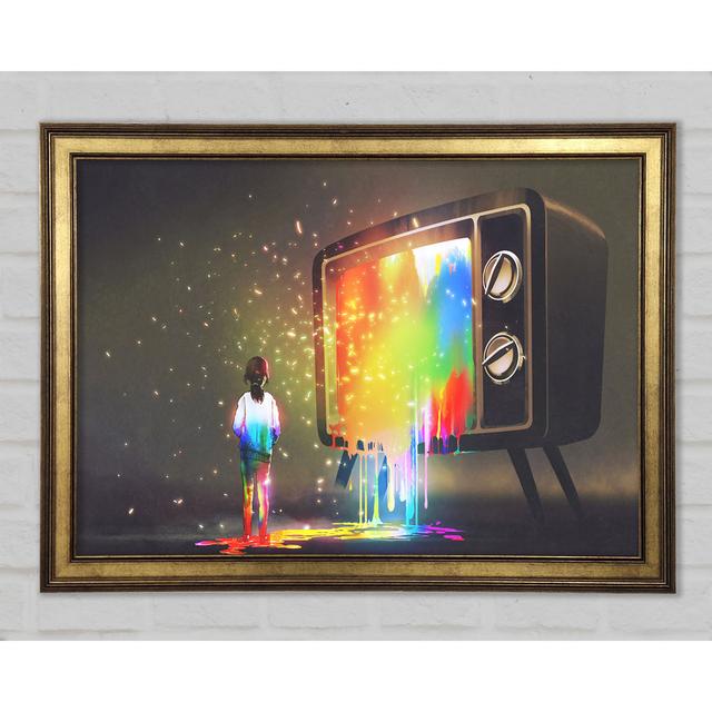 Colour Spilling Out The Tv - Single Picture Frame Art Prints Rosalind Wheeler Size: 42.1cm H x 59.7cm W 1.5cm D on Productcaster.