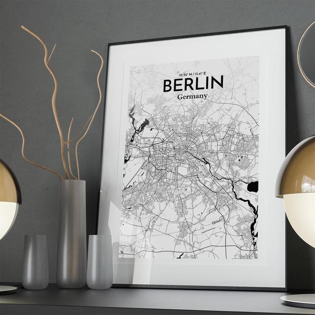 Berlin City Map in Ink - Unframed Graphic Art Borough Wharf Size: 36cm H x 24cm W x 0.05cm D on Productcaster.