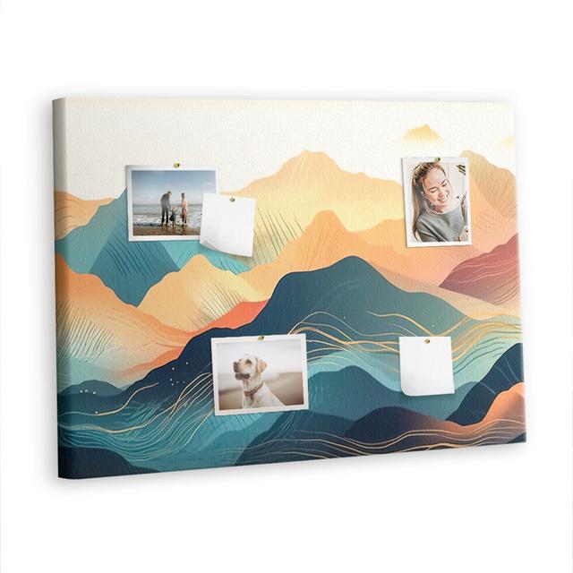 Benne Wall Mounted cork board with print wall art notice board bulletin Mountains landscape East Urban Home on Productcaster.