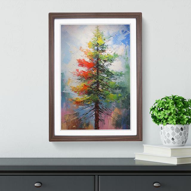 Pine Tree Action Painting No.2 - Single Picture Frame Print on Wood Alpen Home Format: Walnut Framed, Size: 46cm H x 34cm W x 2cm D on Productcaster.