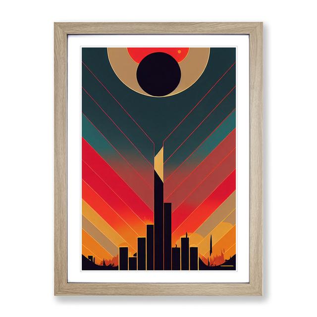 Splendid Art Deco Sunset No.1 - Picture Frame Graphic Art George Oliver Frame Colour: Oak Framed, Size: 64cm H x 46cm W x 2cm D on Productcaster.