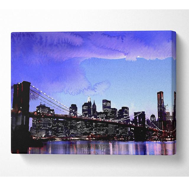 Brooklyn Bridge At Night - Wrapped Canvas Art Prints Latitude Run Size: 50.8cm H x 81.3cm W x 10cm D on Productcaster.