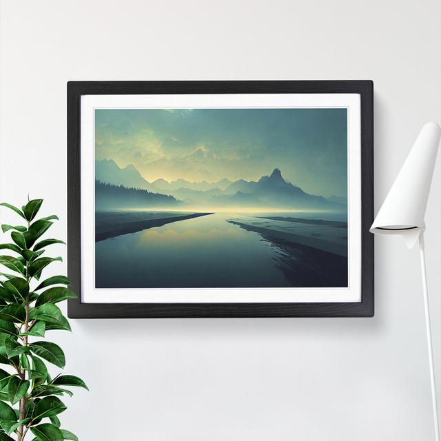 View of Mountain Lake Vol.2 - Picture Frame Graphic Art Alpen Home Size: 46cm H x 64cm W x 2cm D, Format: Black on Productcaster.