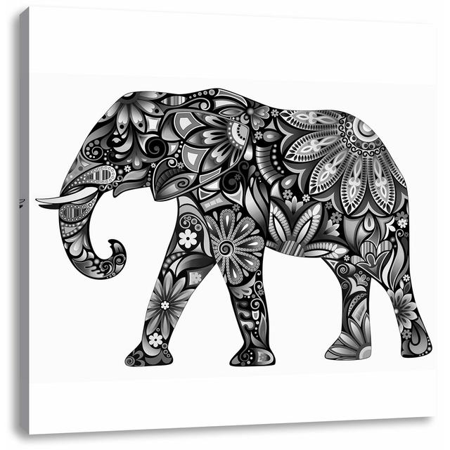 Elefant mit Dekorationen Kunstdruck auf Leinwand in Monochrom East Urban Home Größe: 60 cm H x 60 cm B on Productcaster.