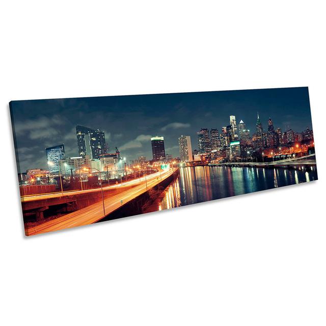 Philadelphia Skyline City - Wrapped Canvas Panoramic Art Prints 17 Stories Size: 40.64cm H x 121.92cm W on Productcaster.