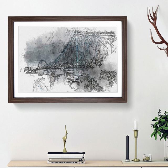 Story Bridge in Brisbane Australia in Abstract - Picture Frame Graphic Art Print East Urban Home Size: 48cm H x 65cm W x 2cm D, Frame Option: Walnut F on Productcaster.