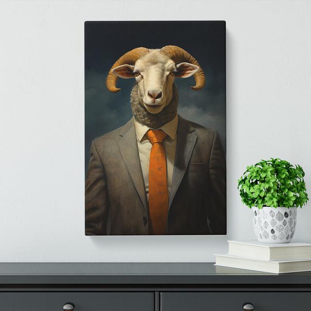 Ram Sheep in a Suit Painting No.7 Happy Larry Size: 76cm H x 50cm W x 3cm D on Productcaster.