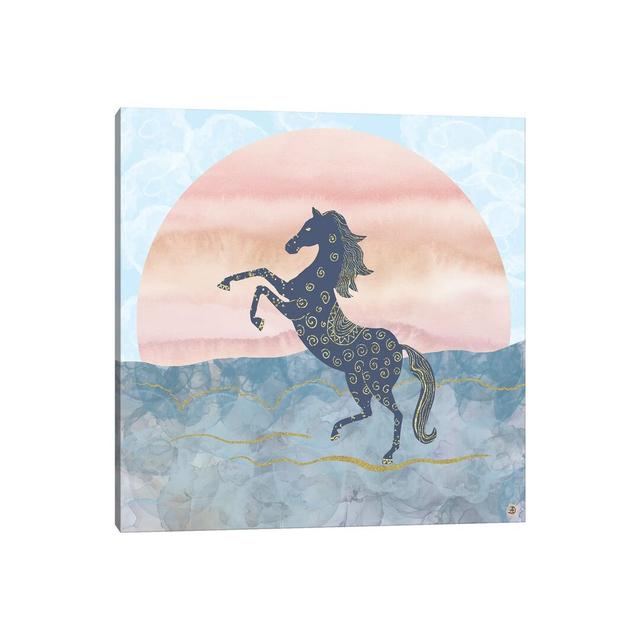 Rearing Horse in the Morning Sunrise by Andreea Dumez - Art Print on Canvas Ebern Designs Format: Wrapped Canvas, Size: 66.04cm H x 66.04cm W x 3.81cm on Productcaster.