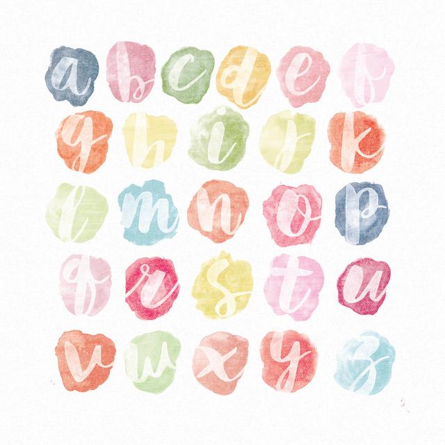 Watercolor Alphabet by Sarah Adams - Wrapped Canvas Painting Maturi Size: 30cm H x 30cm W x 3.8cm D on Productcaster.