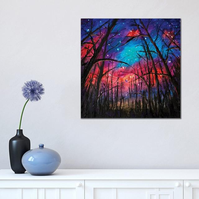 Beautiful Starry Sky Through Trees In Forest by Valery Rybakow - Painting on Canvas Union Rustic Format: Wrapped Canvas, Size: 45.72cm H x 45.72cm W x on Productcaster.