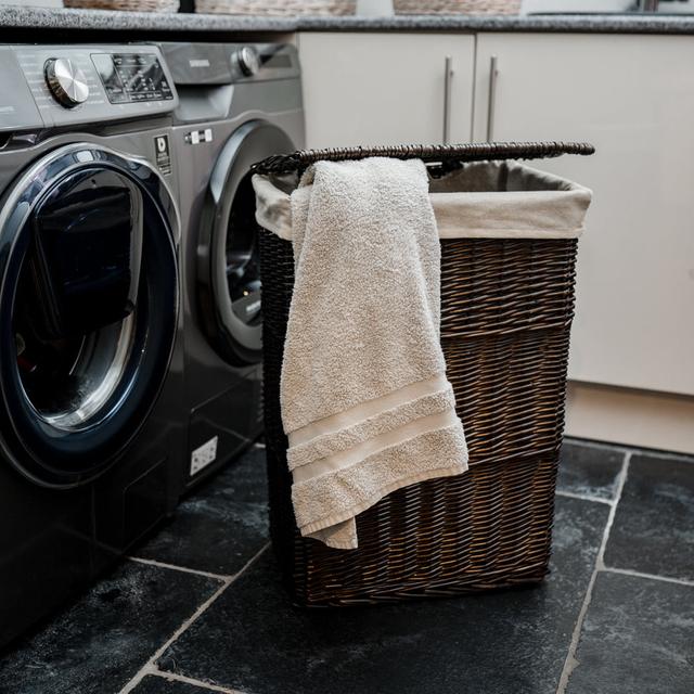 Rectangular Wicker Laundry Basket Bin Brambly Cottage Colour: Dark Brown/Black, Size: Medium (60 H cm x 39 W cm x 28 D cm) on Productcaster.