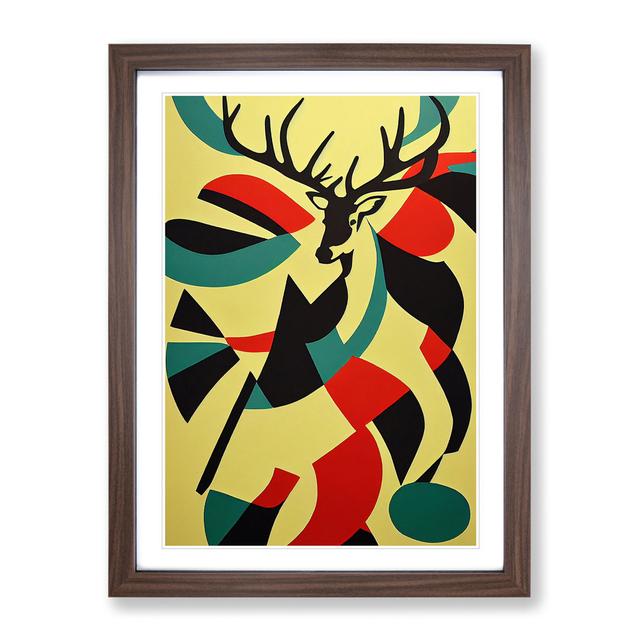 Abstract Stag Art No.2 - Picture Frame Graphic Art Metro Lane Size: 64cm H x 46cm W x 2cm D, Frame Colour: Walnut Framed on Productcaster.