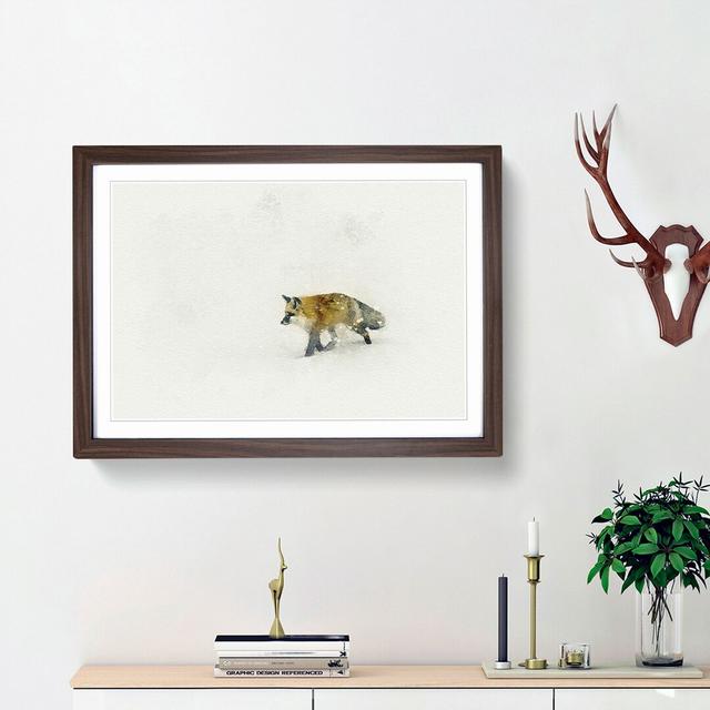 A Red Fox Alone in the Winter in Abstract - Picture Frame Graphic Art Print East Urban Home Size: 27cm H x 36cm W x 2cm D, Frame Option: Walnut Framed on Productcaster.