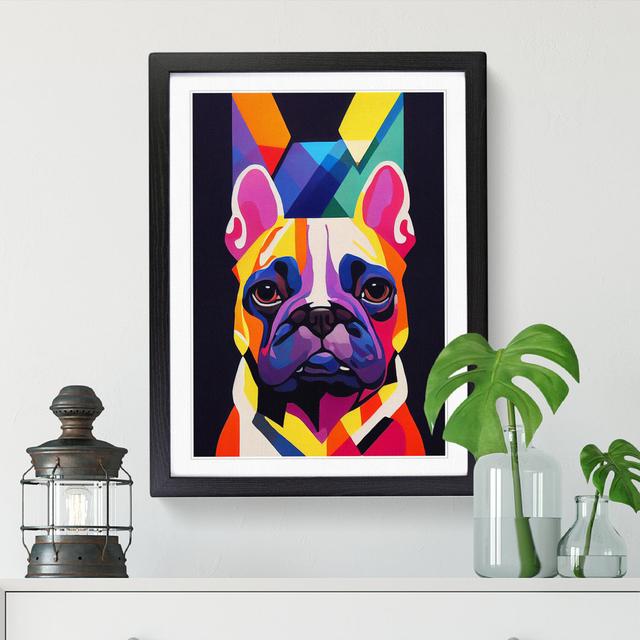 French Bulldog Modern - Wrapped Canvas Graphic Art Marlow Home Co. Size: 46cm H x 34cm W x 2cm D, Format: Walnut Framed Paper, Matte Colour: White on Productcaster.