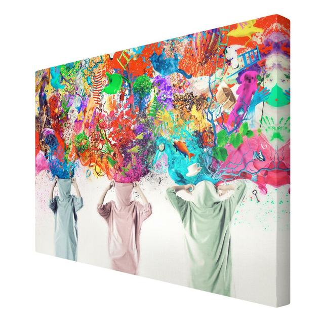 Colourful Brain Storm - Wrapped Canvas Graphic Art Print East Urban Home Size: 90cm L x 60cm W on Productcaster.