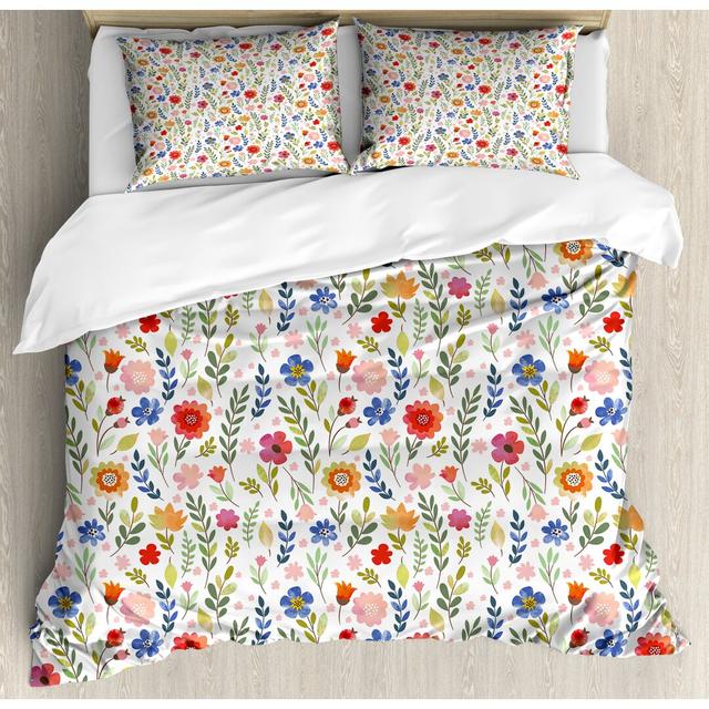 Brendi Floral [EU ONLY] Duvet Cover Set with Pillowcases 17 Stories Size: Kingsize - 2 Standard Pillowcases on Productcaster.