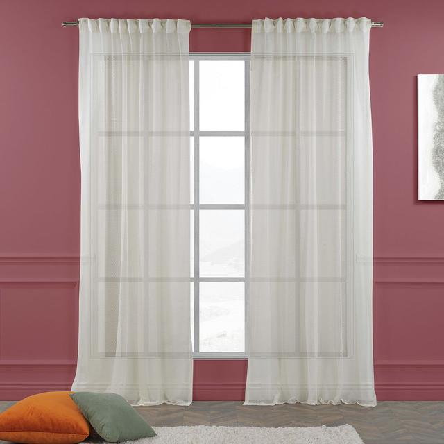 Gardinen-Set mit Stangendurchzug, transparent (Set of 2) Lilijan Home & Curtain Panel-Größe: 140 cm B x 350 cm L, Farbe: Creme on Productcaster.