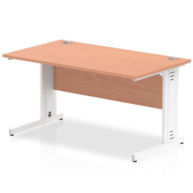 Impulse 180 Cm W Rectangular Computer Desk Inbox Zero Frame Colour: White, Top Colour: Beech, Size: 73cm H x 140cm W x 80cm D on Productcaster.